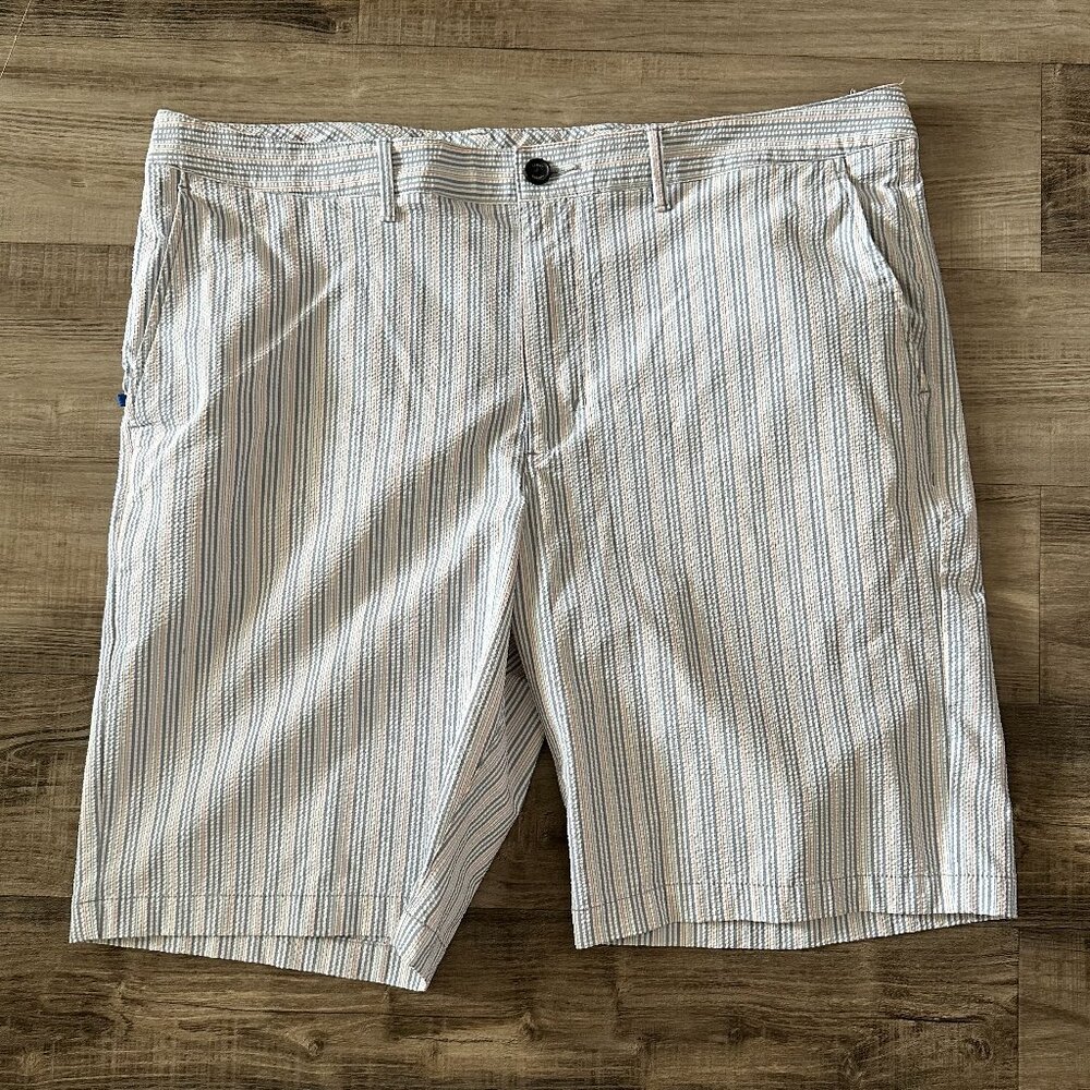Tommy Bahama Mens Seersucker Shorts Sz 38 White Orange Blue